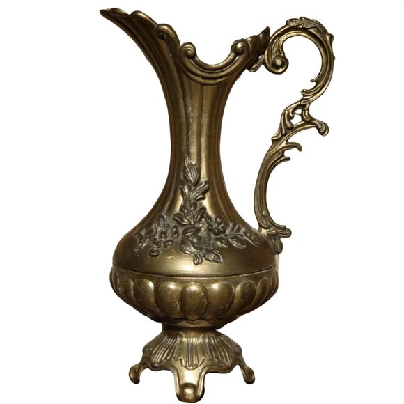 Source Unknown Accents Vintage Italian Floral Embossed Brass Metal